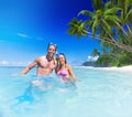 Couple with Scuba Gear in Paradise Royalty Free Stock Photo