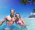 Couple Scuba Gear Paradise Summer Vacation Concept Royalty Free Stock Photo