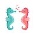 Couple seahorse cute cartoon