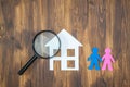 Couple Searching house conceptual, paper house with Magnifier