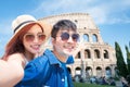 Couple selfie happily in Italy Royalty Free Stock Photo