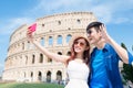 Couple selfie happily in Italy Royalty Free Stock Photo