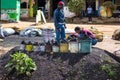 Couple selling charcoal