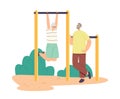 Couple of Senior Characters Exercising on Horizontal Bar Together, Pensioners Doing Exercises, Outdoor Activity, Sport Royalty Free Stock Photo