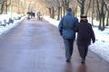 A couple of seniors walking