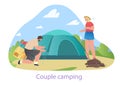 Couple sets up tent concept