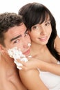 Couple with shaving cream Royalty Free Stock Photo
