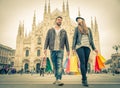 Couple shopping in Milan