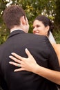 Couple showing off brides wedding ring Royalty Free Stock Photo