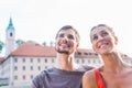 Couple sightseeing at Danube Weltenburg monastery