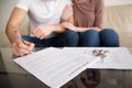Couple signing rental agreement, renting and tenancy, getting ke Royalty Free Stock Photo