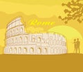 Couple silhouette in front of Colosseum in Rome