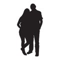 Couple silhouette isolated on white background. Silhouettes of man and woman standing. Royalty Free Stock Photo