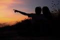 couple silhouette photo and sunset background Royalty Free Stock Photo