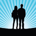 couple silhouette with prision ball in nature colorful illustration