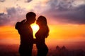 Couple silhouette at sunset Royalty Free Stock Photo