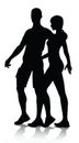 Couple silhouette walking Royalty Free Stock Photo