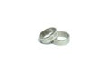Two silver rings on white background