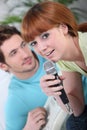 Couple singing karaoke Royalty Free Stock Photo