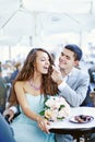 Couple sit in cafe Royalty Free Stock Photo