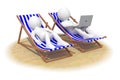 Couple sitting in beach chairs Royalty Free Stock Photo