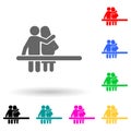 the couple is sitting on a bench multi color style icon. Simple glyph, flat vector of family icons for ui and ux, website or Royalty Free Stock Photo