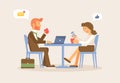 Couple sitting at cafe table vector illustration Royalty Free Stock Photo
