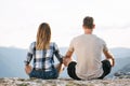 Couple meditating vith a view Royalty Free Stock Photo