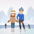 Couple skating on ice