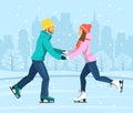 Couple Skating on Ice rink . Royalty Free Stock Photo