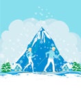 Couple skiing in winter - card