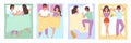 Couple sleep poses. Man and woman resting bed, different positions, guy and girl characters night dream, people relax