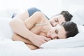 Couple sleeping in bed Royalty Free Stock Photo