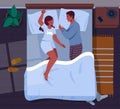 Couple sleeping at bed vector Royalty Free Stock Photo