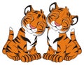 Couple of sleeping tigers Royalty Free Stock Photo