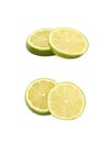Couple slices of lime isolated