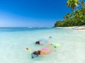 Couple Snorkeling Swimming Summer Vacation Concept Royalty Free Stock Photo