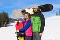 Couple With Snowboard Ski Resort Snow Winter Mountain Smiling Man And Woman Extreme Sport Vacation Royalty Free Stock Photo