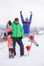 Couple snowboarders playing and having fun in nature Royalty Free Stock Photo