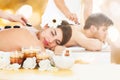 Couple In A Spa Getting Hot Stone Therapy Royalty Free Stock Photo