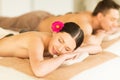 Couple in spa with hot stones Royalty Free Stock Photo