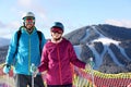 Couple spending winter vacation at mountain ski resort Royalty Free Stock Photo