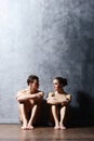 Couple of sporty ballet dancers in art performance. Royalty Free Stock Photo