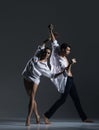 Couple of sporty ballet dancers in art performance. Royalty Free Stock Photo