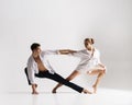 Couple of sporty ballet dancers in art performance. Royalty Free Stock Photo