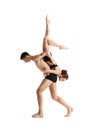 Couple of sporty ballet dancers in art performance. Royalty Free Stock Photo