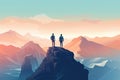 couple stand on cliff on mountain view AI generated