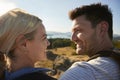 Couple Standing At Top Of Hill On Hike Through Countryside In Lake District UK Royalty Free Stock Photo