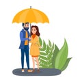 Couple standing under umbrella. People in love Royalty Free Stock Photo