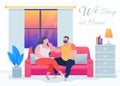 Couple stay at home illustration vector